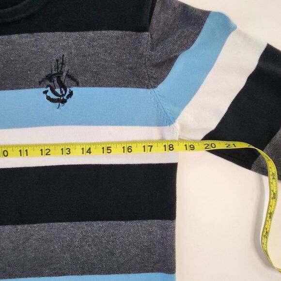 Jiberish Grey, Blue, Black & White Striped Knit Sweater Size M - Picture 3 of 7